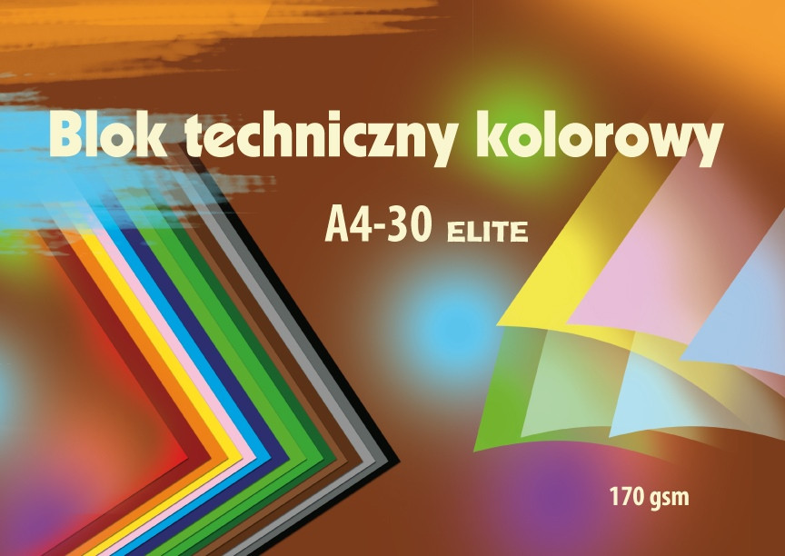 Blok techniczny kolorowy ELITE A4-30 Kreska